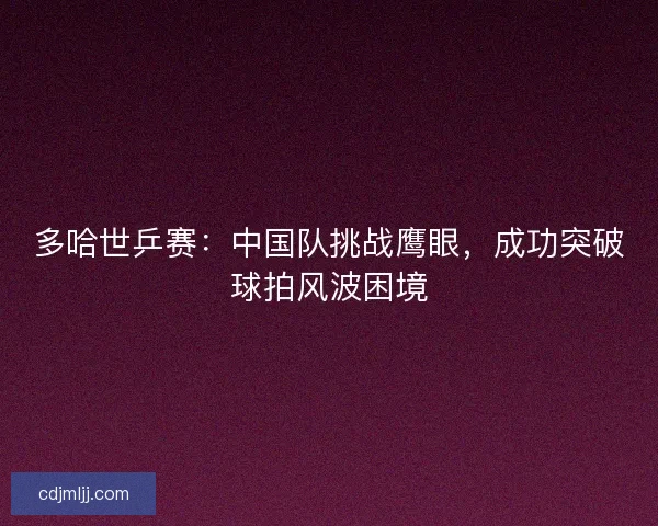 多哈世乒赛：中国队挑战鹰眼，成功突破球拍风波困境
